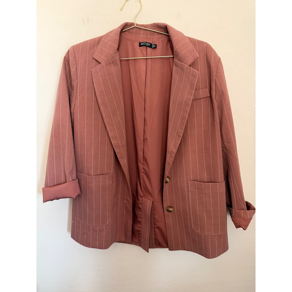 Nasty Gal Collection Pink Pinstripe Blazer Notched Lapel Size 6 US / 10 UK